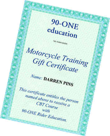 90-ONE Rider Education gift certificate